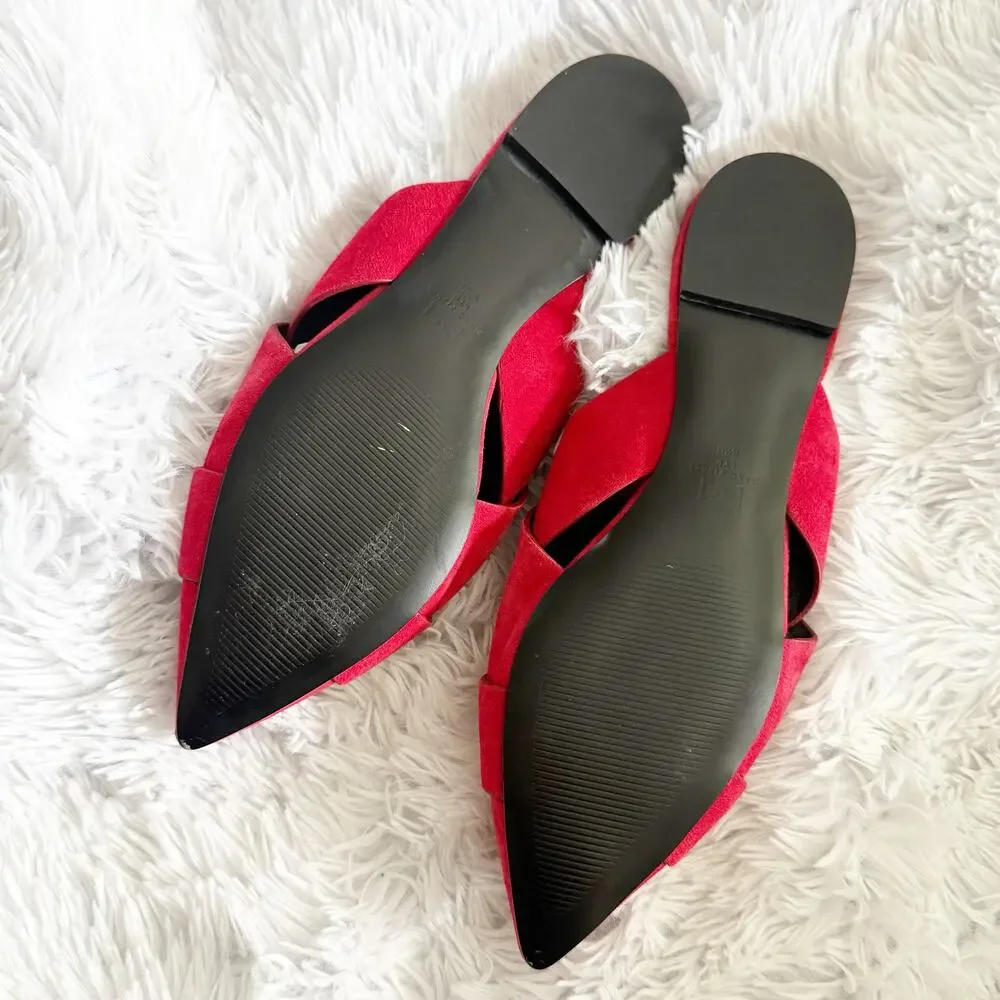 MARC FISHER LTD | Red‎ Suede Pointed Toe Crisscross Mule Flats Slide | Size 8.5M